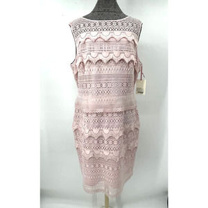 Alex Marie plus size sleeveless NWT women's pink lace overlay midi dress size 16